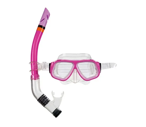 Máscara de Mergulho e Snorkel Juvenil - Rosa